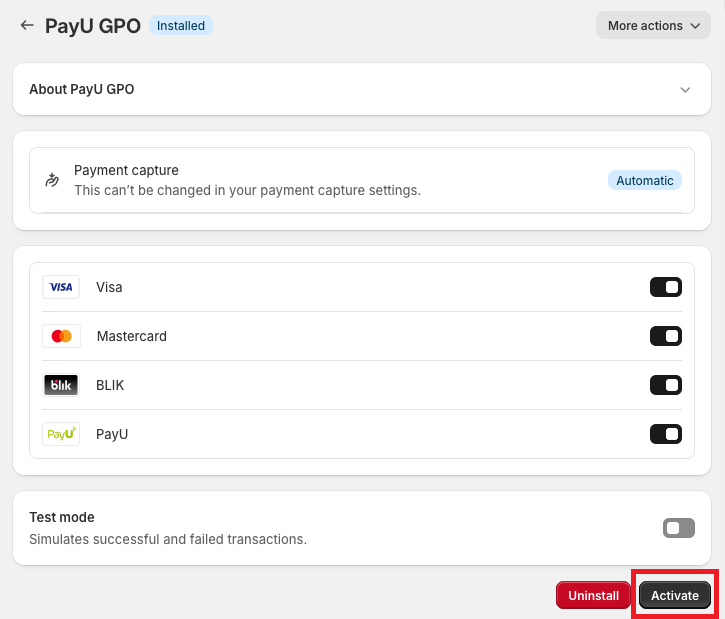 enable payment methods