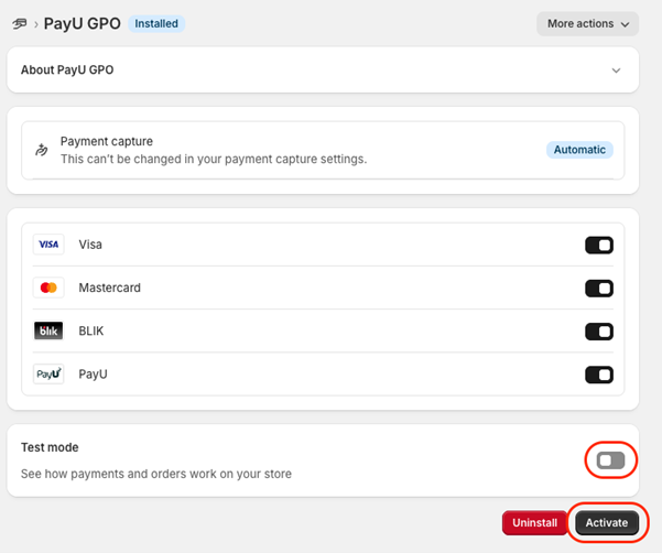 enable payment methods