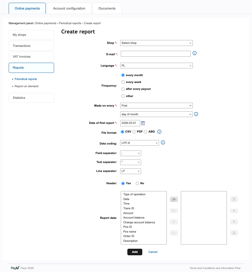 periodical reports form
