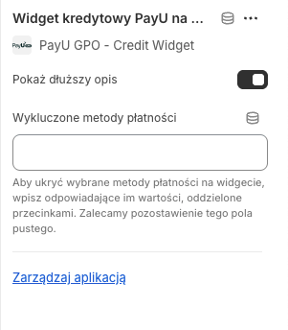 opcje przezentacji widgetu